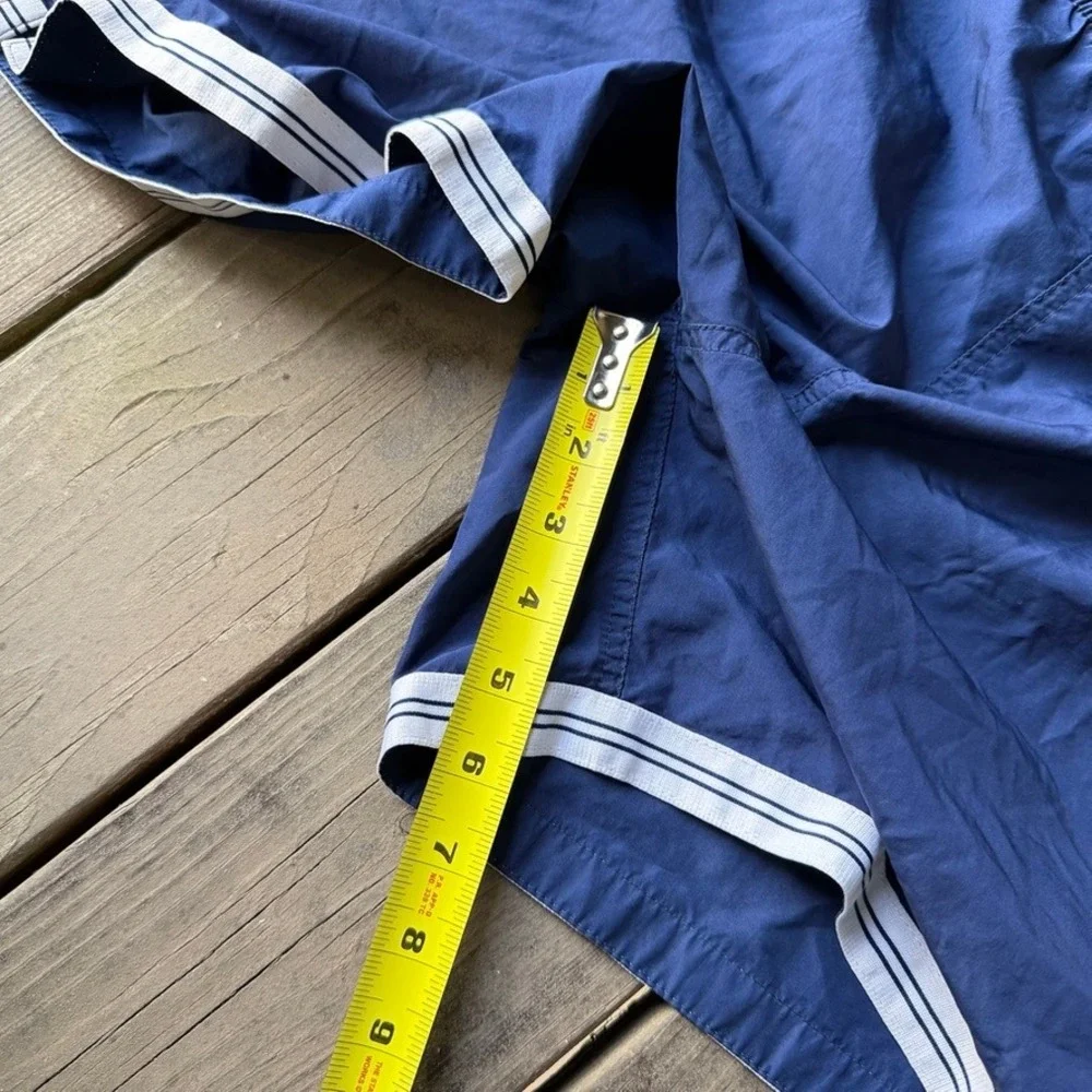 Vintage Nike Womens Blue Nylon Athletic Running Shorts Y2K Striped